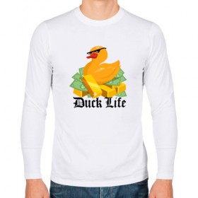 Мужской лонгслив хлопок с принтом Duck Life в Белгороде, 100% хлопок |  | duck | ducklife | life | thuglife | утка | уточка