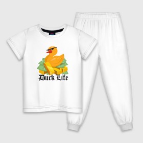 Детская пижама хлопок с принтом Duck Life в Белгороде, 100% хлопок |  брюки и футболка прямого кроя, без карманов, на брюках мягкая резинка на поясе и по низу штанин
 | duck | ducklife | life | thuglife | утка | уточка