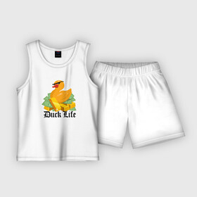 Детская пижама с шортами хлопок с принтом Duck Life в Белгороде,  |  | duck | ducklife | life | thuglife | утка | уточка