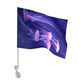 Флаг для автомобиля с принтом Розовые медузы в Белгороде, 100% полиэстер | Размер: 30*21 см | аквариум | вода | дайвинг | милые | море | океан | плывет | подводный мир | рыбалка | рыбка | рыбы | стая | фауна