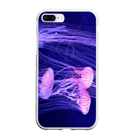 Чехол для iPhone 7Plus/8 Plus матовый с принтом Розовые медузы в Белгороде, Силикон | Область печати: задняя сторона чехла, без боковых панелей | аквариум | вода | дайвинг | милые | море | океан | плывет | подводный мир | рыбалка | рыбка | рыбы | стая | фауна