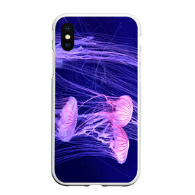 Чехол для iPhone XS Max матовый с принтом Розовые медузы в Белгороде, Силикон | Область печати: задняя сторона чехла, без боковых панелей | Тематика изображения на принте: аквариум | вода | дайвинг | милые | море | океан | плывет | подводный мир | рыбалка | рыбка | рыбы | стая | фауна