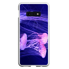 Чехол для Samsung S10E с принтом Розовые медузы в Белгороде, Силикон | Область печати: задняя сторона чехла, без боковых панелей | аквариум | вода | дайвинг | милые | море | океан | плывет | подводный мир | рыбалка | рыбка | рыбы | стая | фауна