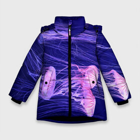 Зимняя куртка для девочек 3D с принтом Розовые медузы в Белгороде, ткань верха — 100% полиэстер; подклад — 100% полиэстер, утеплитель — 100% полиэстер. | длина ниже бедра, удлиненная спинка, воротник стойка и отстегивающийся капюшон. Есть боковые карманы с листочкой на кнопках, утяжки по низу изделия и внутренний карман на молнии. 

Предусмотрены светоотражающий принт на спинке, радужный светоотражающий элемент на пуллере молнии и на резинке для утяжки. | аквариум | вода | дайвинг | милые | море | океан | плывет | подводный мир | рыбалка | рыбка | рыбы | стая | фауна
