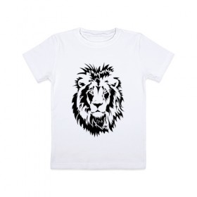 Детская футболка хлопок с принтом Лев в Белгороде, 100% хлопок | круглый вырез горловины, полуприлегающий силуэт, длина до линии бедер | Тематика изображения на принте: африка | дикий | лев