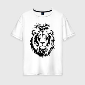 Женская футболка хлопок Oversize с принтом Лев в Белгороде, 100% хлопок | свободный крой, круглый ворот, спущенный рукав, длина до линии бедер
 | африка | дикий | лев
