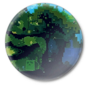 Значок с принтом Minecraft the Game в Белгороде,  металл | круглая форма, металлическая застежка в виде булавки | 3d | game | minecraft | башни | дорога | игры | песочница | светильник | тотем | храм | человечки