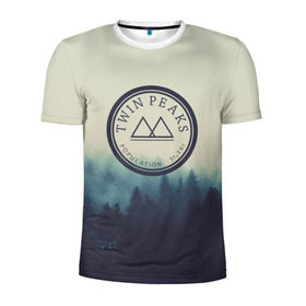 Мужская футболка 3D спортивная с принтом Twin Peaks в Белгороде, 100% полиэстер с улучшенными характеристиками | приталенный силуэт, круглая горловина, широкие плечи, сужается к линии бедра | twin peaks твин пикс | годнота | девид линч | лес | лора палмер | сова | туман