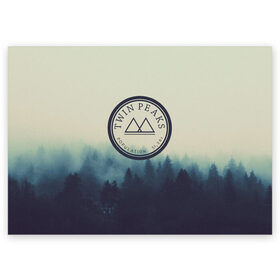 Поздравительная открытка с принтом Twin Peaks в Белгороде, 100% бумага | плотность бумаги 280 г/м2, матовая, на обратной стороне линовка и место для марки
 | twin peaks твин пикс | годнота | девид линч | лес | лора палмер | сова | туман