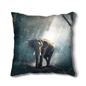Подушка 3D с принтом Слон в лесу в Белгороде, наволочка – 100% полиэстер, наполнитель – холлофайбер (легкий наполнитель, не вызывает аллергию). | состоит из подушки и наволочки. Наволочка на молнии, легко снимается для стирки | африка | африканский | бивни | большой | гигант джунгли | зоопарк | индийский | индия | лесной великан | мамонт | огромный | саванна | сафари | серый | слон | слоненок | слониха | стадо | уши | хобот