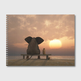 Альбом для рисования с принтом Слон с собакой на лавке закат в Белгороде, 100% бумага
 | матовая бумага, плотность 200 мг. | 