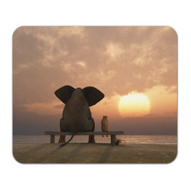 Коврик прямоугольный с принтом Слон с собакой на лавке, закат в Белгороде, натуральный каучук | размер 230 х 185 мм; запечатка лицевой стороны | 