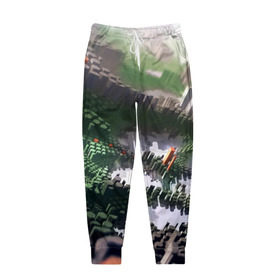 Мужские брюки 3D с принтом Объемный эквалайзер в Белгороде, 100% полиэстер | манжеты по низу, эластичный пояс регулируется шнурком, по бокам два кармана без застежек, внутренняя часть кармана из мелкой сетки | 3д | графика | зеленый | объемный | оранжевый | эквалайзер