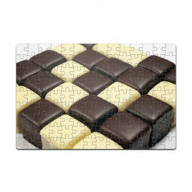 Пазл магнитный 126 элементов с принтом Шоколадные конфеты в Белгороде, полимерный материал с магнитным слоем | 126 деталей, размер изделия —  180*270 мм | десерт | еда | конфеты | сладкое | структуры | шахматы | шоколад