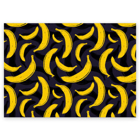 Поздравительная открытка с принтом Бананы в Белгороде, 100% бумага | плотность бумаги 280 г/м2, матовая, на обратной стороне линовка и место для марки
 | Тематика изображения на принте: bananas | food. vegan | fruit | yellow | бананы | веган | еда | желтый | фрукты
