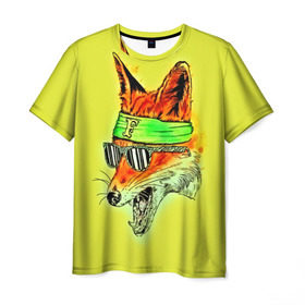 Мужская футболка 3D с принтом Лиса в очках в Белгороде, 100% полиэфир | прямой крой, круглый вырез горловины, длина до линии бедер | 3d | другие | живопись | животное | картинка | лиса | очки | прикольные | разноцветные | рисунок | смех | улыбка | цветные | яркие