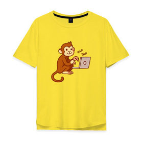 Мужская футболка хлопок Oversize с принтом Codefest`17_6 в Белгороде, 100% хлопок | свободный крой, круглый ворот, “спинка” длиннее передней части | codefest | tap | админ | код | кодефест | кодфест | ноутбук | обезьяна | программирование | программист | тап