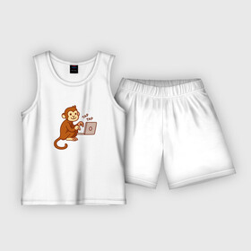 Детская пижама с шортами хлопок с принтом Codefest 17_6 в Белгороде,  |  | codefest | tap | админ | код | кодефест | кодфест | ноутбук | обезьяна | программирование | программист | тап