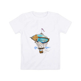 Детская футболка хлопок с принтом Летучий корабль в Белгороде, 100% хлопок | круглый вырез горловины, полуприлегающий силуэт, длина до линии бедер | 