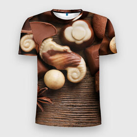 Мужская футболка 3D спортивная с принтом Рай сладкоежки в Белгороде, 100% полиэстер с улучшенными характеристиками | приталенный силуэт, круглая горловина, широкие плечи, сужается к линии бедра | Тематика изображения на принте: 