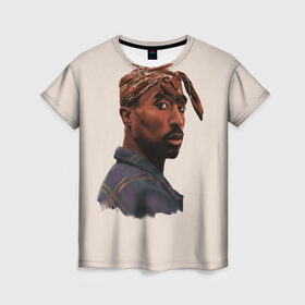 Женская футболка 3D с принтом Tupac в Белгороде, 100% полиэфир ( синтетическое хлопкоподобное полотно) | прямой крой, круглый вырез горловины, длина до линии бедер | 2pac | rap | shakur | tupac | рэп | тупак | шакур