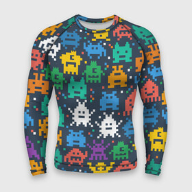 Мужской рашгард 3D с принтом Монстры пиксели в Белгороде,  |  | camo | camouflage | game | halloween | minecraft | pacman | pixel | space invaders | игра | камуфляж | классика | майнкрафт | монстры | пиксели | пиксель | хэллоуин