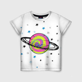 Детская футболка 3D с принтом Планета в Белгороде, 100% гипоаллергенный полиэфир | прямой крой, круглый вырез горловины, длина до линии бедер, чуть спущенное плечо, ткань немного тянется | звезда | звезды | космос | планета | планеты | ракета | ракеты