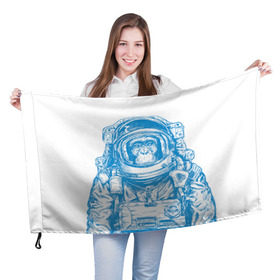 Флаг 3D с принтом Космомакака в Белгороде, 100% полиэстер | плотность ткани — 95 г/м2, размер — 67 х 109 см. Принт наносится с одной стороны | день космонавтики | звезда | звезды | космонавт | космонавты | космос | планета | планеты | ракета | ракеты