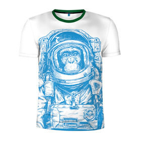 Мужская футболка 3D спортивная с принтом Космомакака в Белгороде, 100% полиэстер с улучшенными характеристиками | приталенный силуэт, круглая горловина, широкие плечи, сужается к линии бедра | день космонавтики | звезда | звезды | космонавт | космонавты | космос | планета | планеты | ракета | ракеты