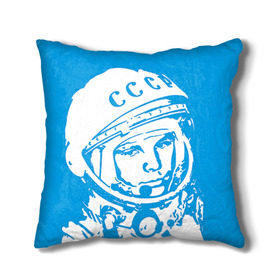 Подушка 3D с принтом Гагарин 1 в Белгороде, наволочка – 100% полиэстер, наполнитель – холлофайбер (легкий наполнитель, не вызывает аллергию). | состоит из подушки и наволочки. Наволочка на молнии, легко снимается для стирки | гагарин | день космонавтики | звезды | космос