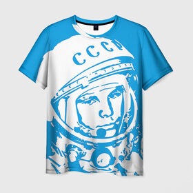 Мужская футболка 3D с принтом Гагарин 1 в Белгороде, 100% полиэфир | прямой крой, круглый вырез горловины, длина до линии бедер | гагарин | день космонавтики | звезды | космос