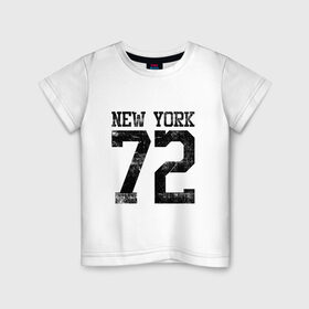 Детская футболка хлопок с принтом New York 72 Black в Белгороде, 100% хлопок | круглый вырез горловины, полуприлегающий силуэт, длина до линии бедер | 