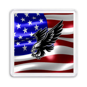 Магнит 55*55 с принтом Флаг США с орлом в Белгороде, Пластик | Размер: 65*65 мм; Размер печати: 55*55 мм | usa | америка | белоголовый | герб | государство | доллар | дядя сэм | звездно полосатый флаг | лысый | нато | оон | орел | птица | свобода | символ | соединённые штаты америки | страна | сша | штат