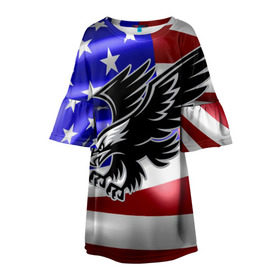 Детское платье 3D с принтом Флаг США с орлом в Белгороде, 100% полиэстер | прямой силуэт, чуть расширенный к низу. Круглая горловина, на рукавах — воланы | usa | америка | белоголовый | герб | государство | доллар | дядя сэм | звездно полосатый флаг | лысый | нато | оон | орел | птица | свобода | символ | соединённые штаты америки | страна | сша | штат