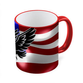 Кружка 3D с принтом Флаг США с орлом в Белгороде, керамика | ёмкость 330 мл | Тематика изображения на принте: usa | америка | белоголовый | герб | государство | доллар | дядя сэм | звездно полосатый флаг | лысый | нато | оон | орел | птица | свобода | символ | соединённые штаты америки | страна | сша | штат