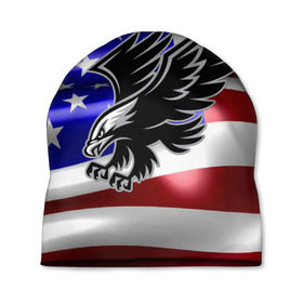 Шапка 3D с принтом Флаг США с орлом в Белгороде, 100% полиэстер | универсальный размер, печать по всей поверхности изделия | usa | америка | белоголовый | герб | государство | доллар | дядя сэм | звездно полосатый флаг | лысый | нато | оон | орел | птица | свобода | символ | соединённые штаты америки | страна | сша | штат