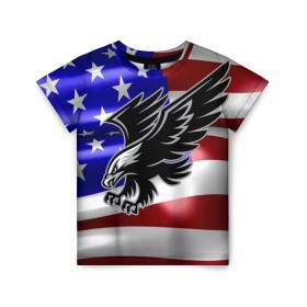 Детская футболка 3D с принтом Флаг США с орлом в Белгороде, 100% гипоаллергенный полиэфир | прямой крой, круглый вырез горловины, длина до линии бедер, чуть спущенное плечо, ткань немного тянется | usa | америка | белоголовый | герб | государство | доллар | дядя сэм | звездно полосатый флаг | лысый | нато | оон | орел | птица | свобода | символ | соединённые штаты америки | страна | сша | штат