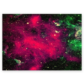 Поздравительная открытка с принтом Розовый космос в Белгороде, 100% бумага | плотность бумаги 280 г/м2, матовая, на обратной стороне линовка и место для марки
 | nebula | space | star | вселенная | звезды | земля | космический | космос | планеты | плеяды | пространство | созвездие