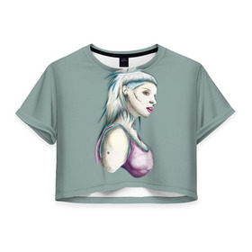 Женская футболка 3D укороченная с принтом Death в Белгороде, 100% полиэстер | круглая горловина, длина футболки до линии талии, рукава с отворотами | die antwoord | yolandi