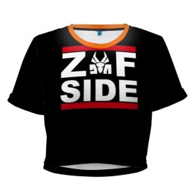 Женская футболка 3D укороченная с принтом Z Side в Белгороде, 100% полиэстер | круглая горловина, длина футболки до линии талии, рукава с отворотами | die antwoord | ninja | yolandi