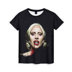 Женская футболка 3D с принтом Леди Гага в Белгороде, 100% полиэфир ( синтетическое хлопкоподобное полотно) | прямой крой, круглый вырез горловины, длина до линии бедер | lady gaga | леди гага