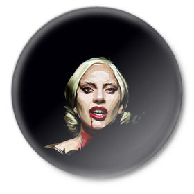 Значок с принтом Леди Гага в Белгороде,  металл | круглая форма, металлическая застежка в виде булавки | Тематика изображения на принте: lady gaga | леди гага