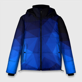 Мужская зимняя куртка 3D с принтом Синие полигоны в Белгороде, верх — 100% полиэстер; подкладка — 100% полиэстер; утеплитель — 100% полиэстер | длина ниже бедра, свободный силуэт Оверсайз. Есть воротник-стойка, отстегивающийся капюшон и ветрозащитная планка. 

Боковые карманы с листочкой на кнопках и внутренний карман на молнии. | абстракция | бумага | геометрия | грани | изгиб | линии | полигоны | полосы | постель | розовый | сочетания | текстура | треугольники