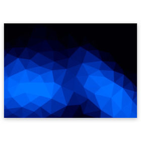 Поздравительная открытка с принтом Синие полигоны в Белгороде, 100% бумага | плотность бумаги 280 г/м2, матовая, на обратной стороне линовка и место для марки
 | Тематика изображения на принте: абстракция | бумага | геометрия | грани | изгиб | линии | полигоны | полосы | постель | розовый | сочетания | текстура | треугольники