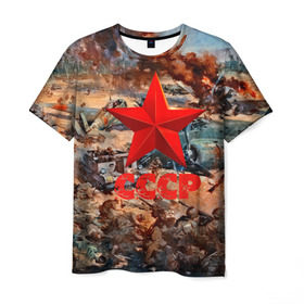 Мужская футболка 3D с принтом CCCР Солдаты в Белгороде, 100% полиэфир | прямой крой, круглый вырез горловины, длина до линии бедер | ussr | день победы | отечественная война | победа