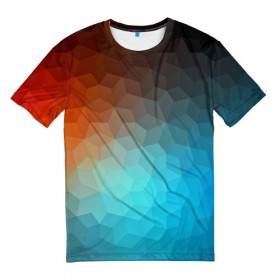 Мужская футболка 3D с принтом Битва абстракций в Белгороде, 100% полиэфир | прямой крой, круглый вырез горловины, длина до линии бедер | абстракция | геометрия | грани | красный | полигоны | треугольники