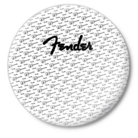Значок с принтом Fender в Белгороде,  металл | круглая форма, металлическая застежка в виде булавки | fender | gibson | guitar | ibanez | music | rock | гитара | музыка | рок