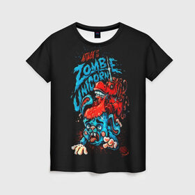 Женская футболка 3D с принтом Зомби в Белгороде, 100% полиэфир ( синтетическое хлопкоподобное полотно) | прямой крой, круглый вырез горловины, длина до линии бедер | 3d | zombi | арт | другие | единорог | заяц | зомби | мозги | популярные | прикольные
