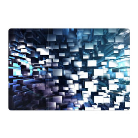 Магнитный плакат 3Х2 с принтом 3D куб в Белгороде, Полимерный материал с магнитным слоем | 6 деталей размером 9*9 см | Тематика изображения на принте: абстракция | геометрия | квадраты | металлический | синие | стальные | текстура | фигуры