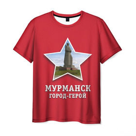 Мужская футболка 3D с принтом Мурманск город-герой в Белгороде, 100% полиэфир | прямой крой, круглый вырез горловины, длина до линии бедер | 9мая | великая | война | герой | город | день | мурманск | отечественная | победы